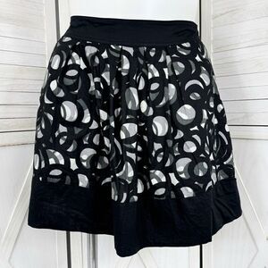 Pink Twill Circle Print Pleated A‎ Line Mini Skirt Black White Size 8 Y2K Cotton